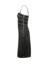 VERSACE - Denim Stone Dress with Straps and Embellishments - Black - LIDIASHOPPING® - Official Website