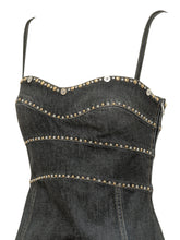 VERSACE - Denim Stone Dress with Straps and Embellishments - Black - LIDIASHOPPING® - Official Website