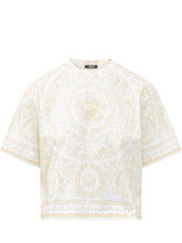 VERSACE - Jersey T-Shirt With Ornamental Print - White - LIDIASHOPPING® - Official Website