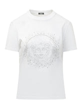 VERSACE - Jersey T-Shirt With Decorative Embellishments - White - LIDIASHOPPING® - Official Website