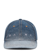 MARNI - Cappello Denim con Visiera Curva e Logo Ricamato - Blu - LIDIASHOPPING® - Official Website