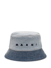 MARNI - Denim Bucket Hat with Embroidered Logo - Blue - LIDIASHOPPING® - Official Website