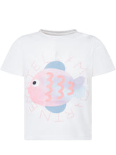 STELLA MCCARTNEY KIDS - T-shirt with Fish Print and Crew Neck - White - LIDIASHOPPING® - Official Website
