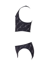 STELLA MCCARTNEY KIDS - Completo Bikini con Stampa Logo All Over - Nero - LIDIASHOPPING® - Official Website