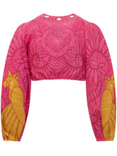FARM RIO - Cropped Blouse with Long Sleeves and Front Tie - Pink - LIDIASHOPPING® - Official Website