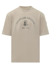 MONCLER - T-Shirt With Front Print - Beige - LIDIASHOPPING® - Official Website