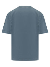 MONCLER - Short-Sleeve Cotton T-Shirt with Logo - Blue - LIDIASHOPPING® - Official Website
