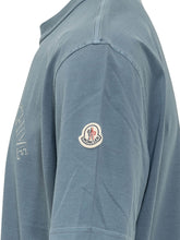 MONCLER - Short-Sleeve Cotton T-Shirt with Logo - Blue - LIDIASHOPPING® - Official Website