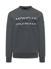 MONCLER - Crew-Neck Sweatshirt with Contrast Logo - Grey - LIDIASHOPPING® - Official Website