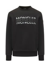 MONCLER - Crew-Neck Sweatshirt with Contrast Logo - Black - LIDIASHOPPING® - Official Website
