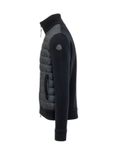 MONCLER - Tricot cardigan with padded front panel - Blue - LIDIASHOPPING® - Official Website