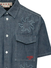 MARNI - Denim Shirt with Patch Pockets and Embroidery - Blue - LIDIASHOPPING® - Official Website