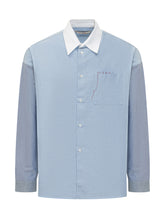 MARNI - Shirt with Contrast Collar and Patch Pocket - Blue - LIDIASHOPPING® - Official Website