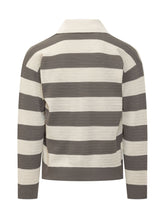 AMI ALEXANDRE MATTIUSSI - Cardigan with Collar and Striped Pattern - Beige | Lidia Shopping | Official Website