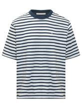 AMI ALEXANDRE MATTIUSSI - Boxy Striped T-shirt - Blue - LIDIASHOPPING® - Official Website