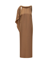 LOULOU DE SAISON - One-Shoulder Maxi Dress with Twisted Collar - Brown - LIDIASHOPPING® - Official Website
