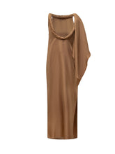 LOULOU DE SAISON - One-Shoulder Maxi Dress with Twisted Collar - Brown - LIDIASHOPPING® - Official Website