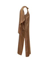 LOULOU DE SAISON - One-Shoulder Maxi Dress with Twisted Collar - Brown - LIDIASHOPPING® - Official Website
