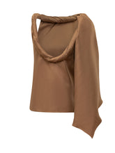 LOULOU DE SAISON - One-Shoulder Top with Twisted Collar and Draped Detail - Brown - LIDIASHOPPING® - Official Website
