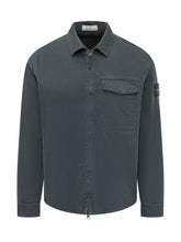 STONE ISLAND - Zip-Up Overshirt With Chest Pocket - Blue - LIDIASHOPPING® - Official Website