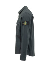 STONE ISLAND - Zip-Up Overshirt With Chest Pocket - Blue - LIDIASHOPPING® - Official Website