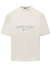 STONE ISLAND - Short Sleeve T-shirt with Front Logo Print - White | Lidia Shopping | Official Website