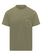 STONE ISLAND - T-shirt Girocollo a Manica Corta con Taschino - Verde - LIDIASHOPPING® - Official Website