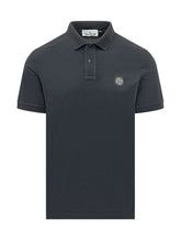 STONE ISLAND - Short Sleeve Polo Shirt with Patch - Blue | Lidia Shopping ® | Official Website