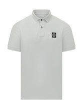 STONE ISLAND - Short Sleeve Polo with Chest Patch and Buttons - Blue - LIDIASHOPPING® - Official Website