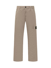 STONE ISLAND - Chino Trousers with Logo Patch - Beige - LIDIASHOPPING® - Official Website