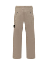 STONE ISLAND - Chino Trousers with Logo Patch - Beige - LIDIASHOPPING® - Official Website