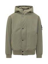 STONE ISLAND - Hooded Jacket with Button Closure - Green - LIDIASHOPPING® - Official Website