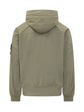 STONE ISLAND - Hooded Jacket with Button Closure - Green - LIDIASHOPPING® - Official Website