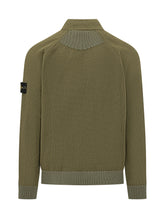 STONE ISLAND - Green Knit Zip Cardigan With High Neck - Green - LIDIASHOPPING® - Official Website