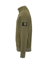 STONE ISLAND - Green Knit Zip Cardigan With High Neck - Green - LIDIASHOPPING® - Official Website