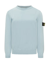 STONE ISLAND - Crewneck Sweater with Sleeve Patch - Blue - LIDIASHOPPING® - Official Website