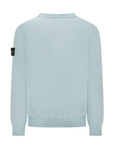 STONE ISLAND - Crewneck Sweater with Sleeve Patch - Blue - LIDIASHOPPING® - Official Website