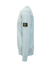 STONE ISLAND - Crewneck Sweater with Sleeve Patch - Blue - LIDIASHOPPING® - Official Website