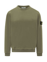 STONE ISLAND - Felpa Girocollo con Patch Logo - Verde | Lidia Shopping | Official Website