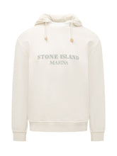 STONE ISLAND - Felpa con Cappuccio e Stampa - Bianco - LIDIASHOPPING® - Official Website