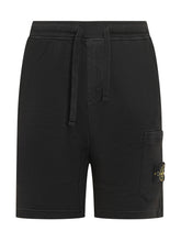 STONE ISLAND - Pantaloni Corti con Coulisse e Tasca Applicata - Nero | Lidia Shopping | Official Website