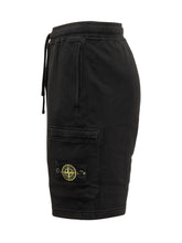 STONE ISLAND - Pantaloni Corti con Coulisse e Tasca Applicata - Nero | Lidia Shopping | Official Website