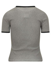 COURREGES - Houndstooth T-shirt with Contrast Trim - Brown - LIDIASHOPPING® - Official Website