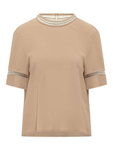 FABIANA FILIPPI - Short Sleeve Top with Inserts - Beige - LIDIASHOPPING® - Official Website