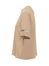 FABIANA FILIPPI - Short Sleeve Top with Inserts - Beige - LIDIASHOPPING® - Official Website