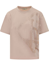 HERNO - T-shirt con Strass e Stampa Frontale - Rosa - LIDIASHOPPING® - Official Website