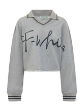 OFF-WHITE - Felpa Crop con Logo Script - Grigio - LIDIASHOPPING® - Official Website
