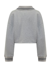 OFF-WHITE - Felpa Crop con Logo Script - Grigio - LIDIASHOPPING® - Official Website