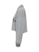 OFF-WHITE - Felpa Crop con Logo Script - Grigio - LIDIASHOPPING® - Official Website