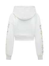 OFF-WHITE - Cropped Hoodie with Floral Print - White - LIDIASHOPPING® - Official Website